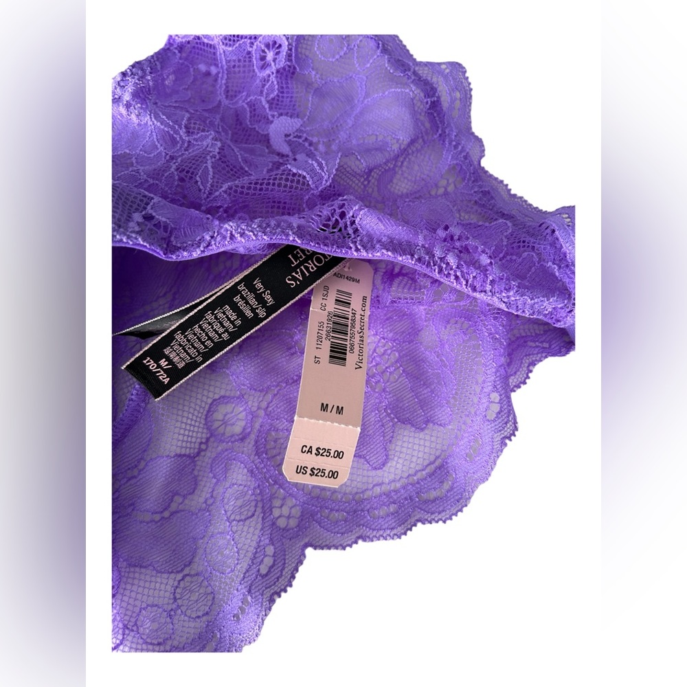 VICTORIA’S SECRET Women’s Lace Bikini Cut Rhinestone Strap Panties in Lavender - Picture 2 of 3